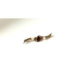 9ct gold garnet and pearl brooch