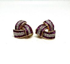 14ct gold ruby and diamond earrings