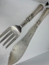 Silver serving fork and knife set