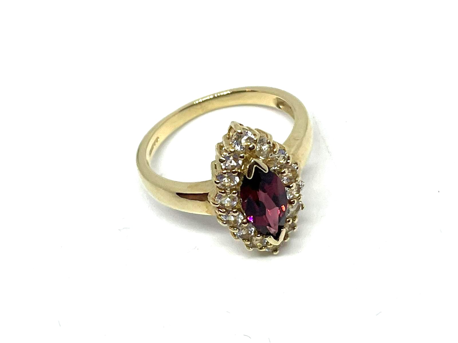 9ct gold garnet and white zircon cluster ring