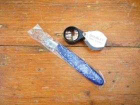 Jewellers loupe and case knife