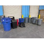 ASSORTED TRASH CANS. (ULINE/BRUTE)