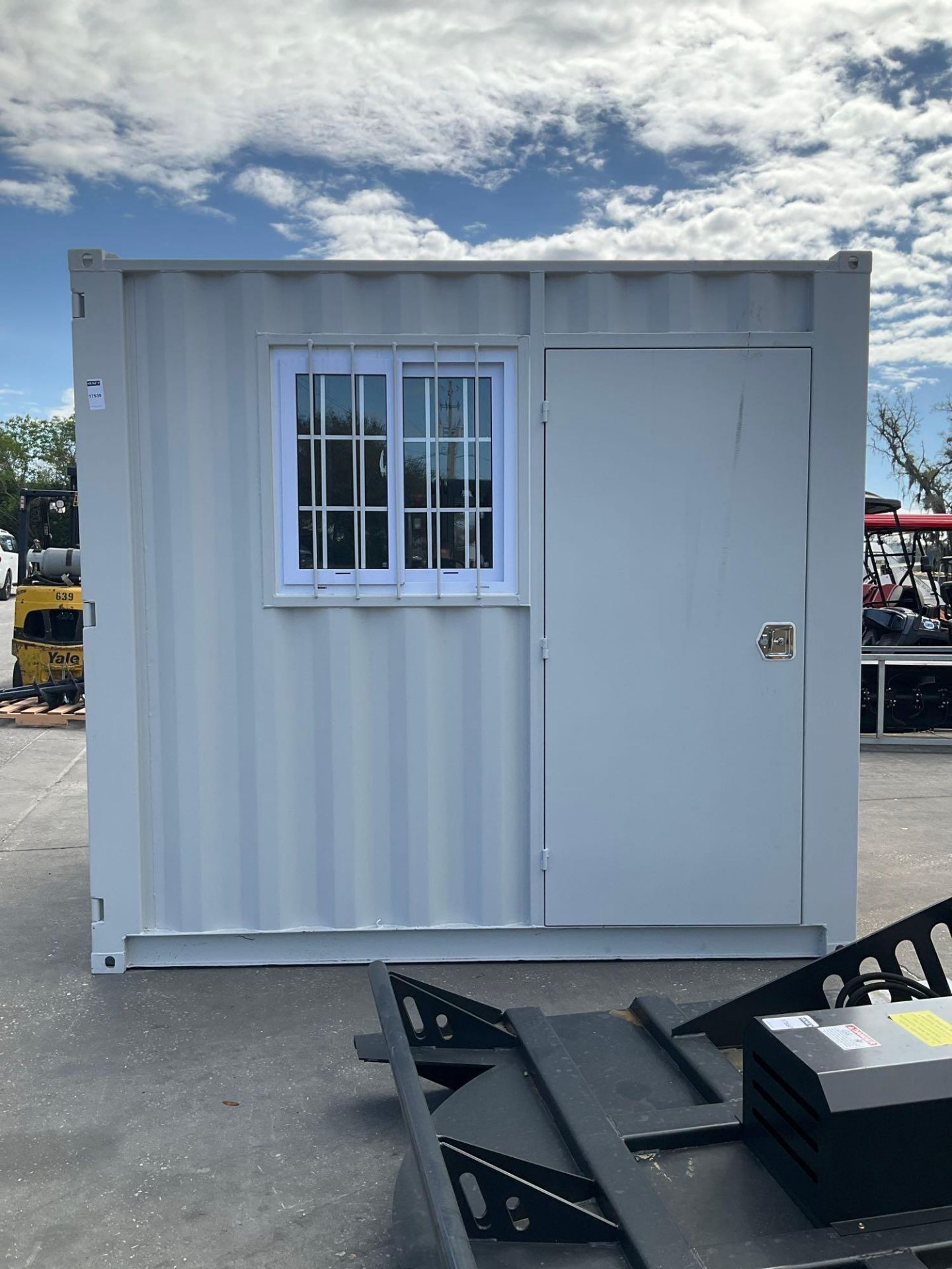 9' OFFICE / STORAGE CONTAINER, FORK POCKETS WITH SIDE DOOR ENTRANCE & SIDE WINDOW, APPROX 99'' T x - Image 2 of 11