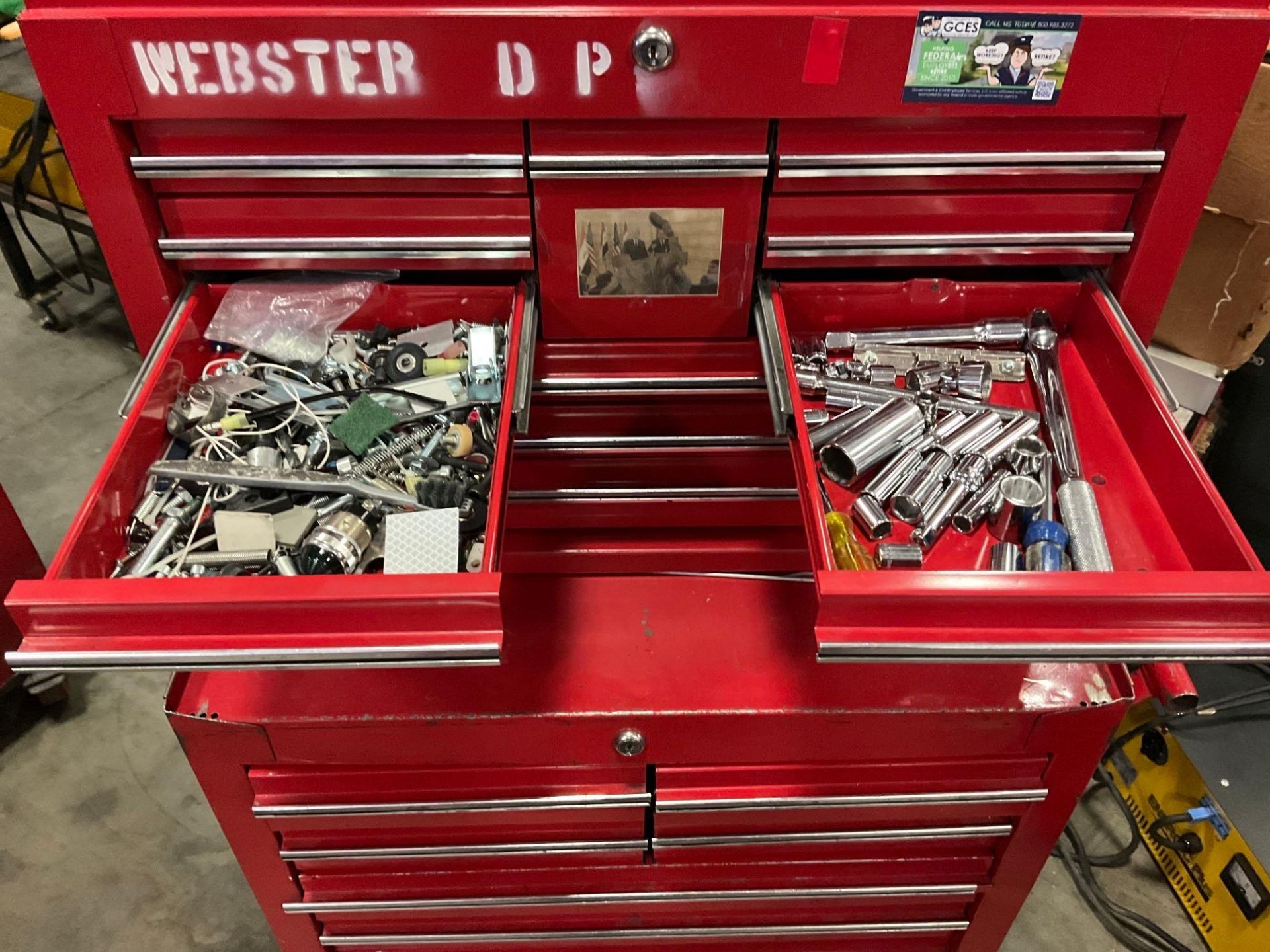 INDUSTRIAL PARTS CABINET / TOOL BOX ON WHEELS WITH CONTENTS , APPROX 30€ W x 18€ L x 60€ T - Image 9 of 12