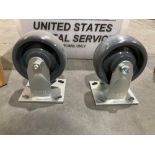 ( 7 ) UNUSED CASTERS WITH CARRYING BIN