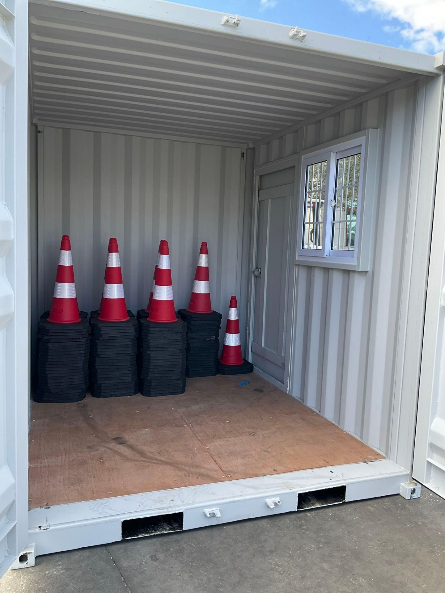 9' OFFICE / STORAGE CONTAINER, FORK POCKETS WITH SIDE DOOR ENTRANCE & SIDE WINDOW, APPROX 99'' T x - Image 11 of 11