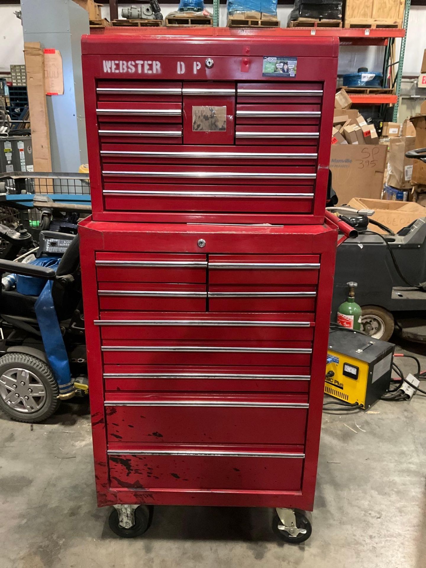 INDUSTRIAL PARTS CABINET / TOOL BOX ON WHEELS WITH CONTENTS , APPROX 30€ W x 18€ L x 60€ T - Image 2 of 12