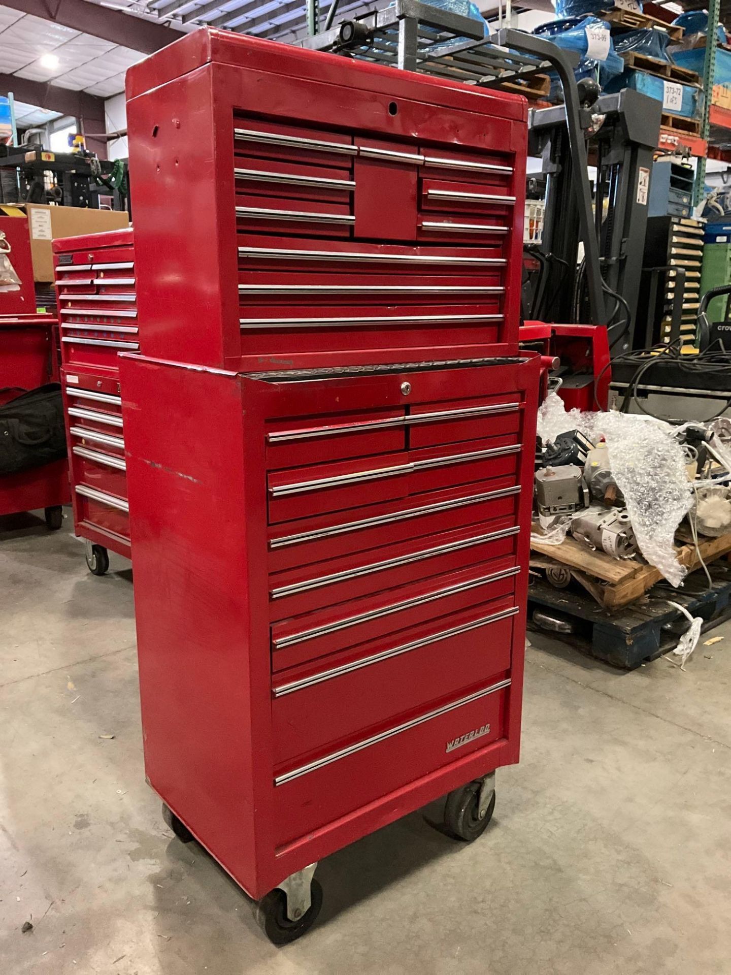 WATERLOO INDUSTRIAL PARTS CABINET / TOOL BOX ON WHEELS WITH CONTENTS , APPROX 30€ W x 18€ L x 6... - Image 3 of 16