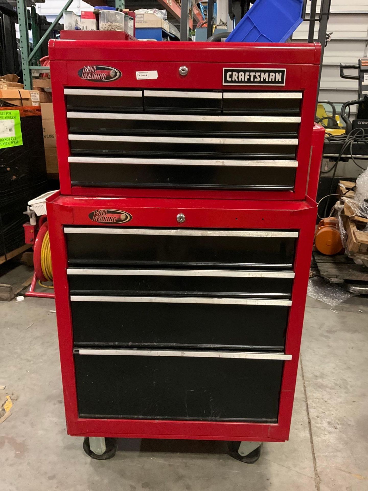 CRAFTSMAN INDUSTRIAL PARTS CABINET / TOOL BOX ON WHEELS WITH CONTENTS , APPROX 30€ W x 18€ L x ... - Image 2 of 11