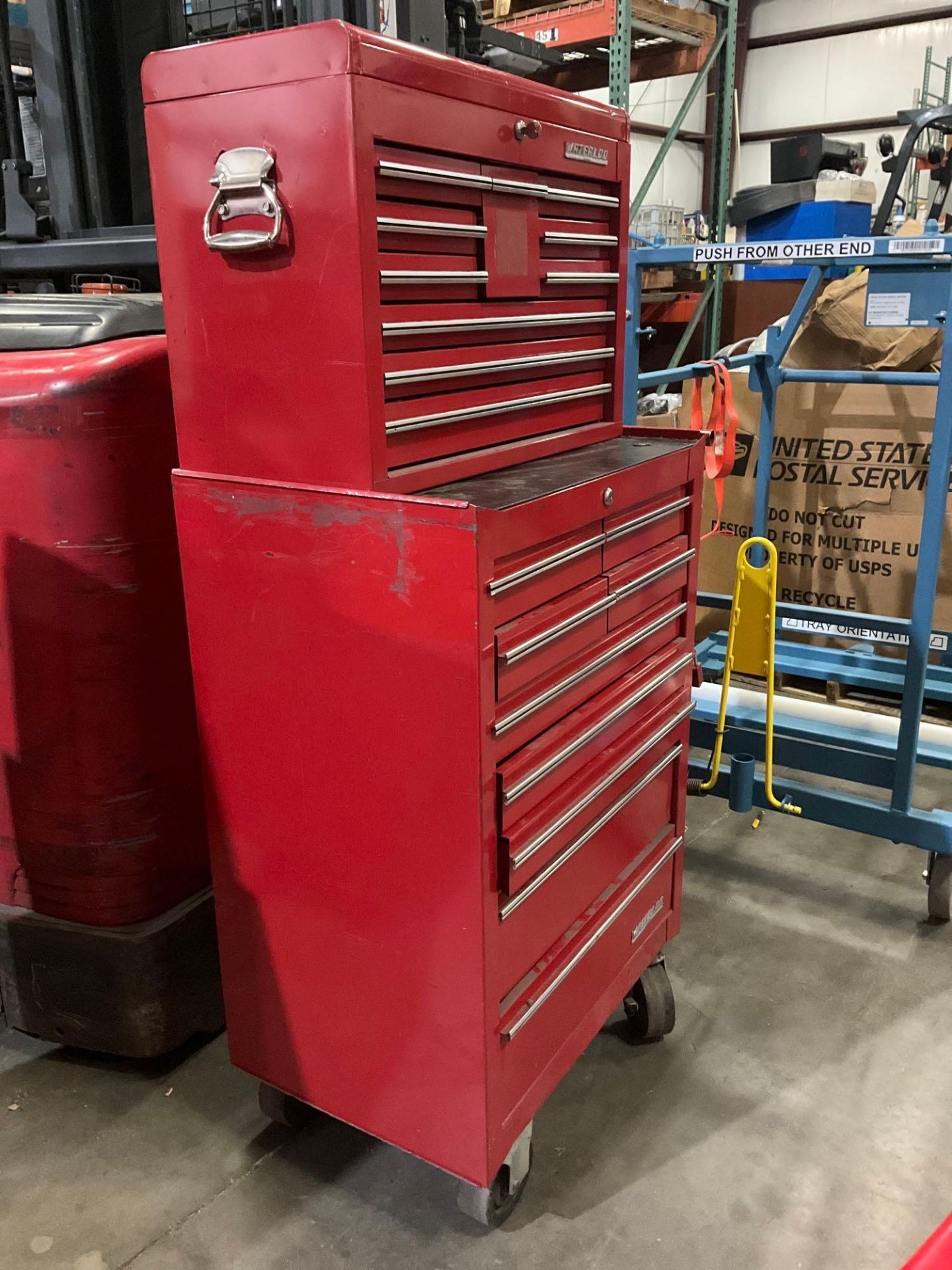 WATERLOO INDUSTRIAL PARTS CABINET / TOOL BOX ON WHEELS WITH CONTENTS , APPROX 30€ W x 18€ L x 6... - Image 3 of 8