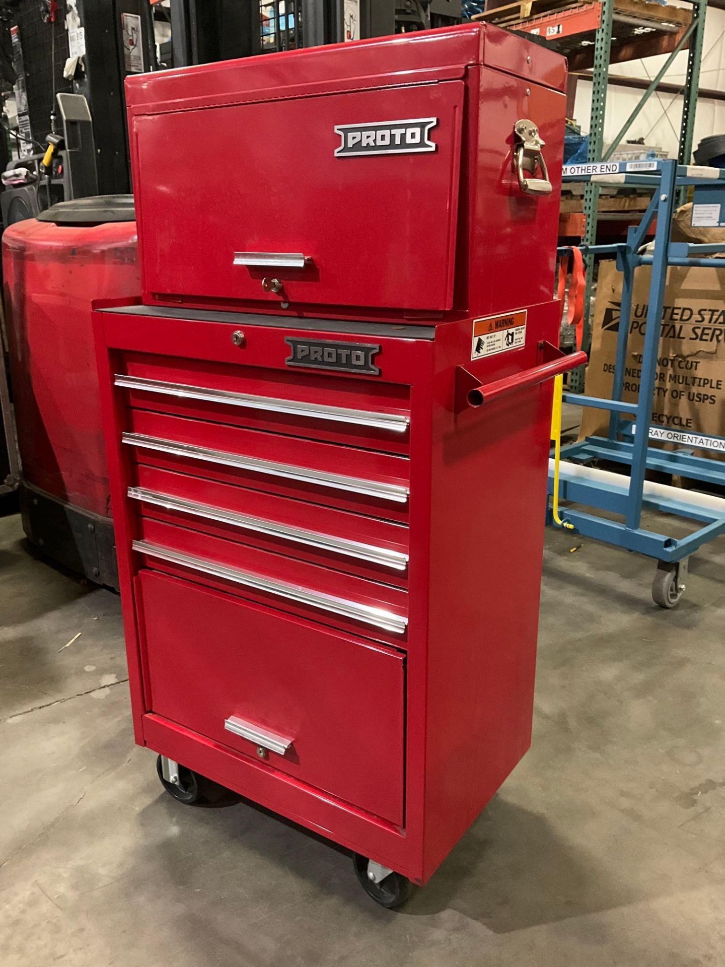 PROTO INDUSTRIAL PARTS CABINET / TOOL BOX ON WHEELS WITH CONTENTS , APPROX 30€ W x 18€ L x 56€ T - Image 3 of 13