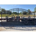 SET OF UNUSED GREAT BEAR 14FT BI PARTING WROUGHT IRON GATES, 7FT EACH PIECE (14' TOTAL WIDTH). 2 ...