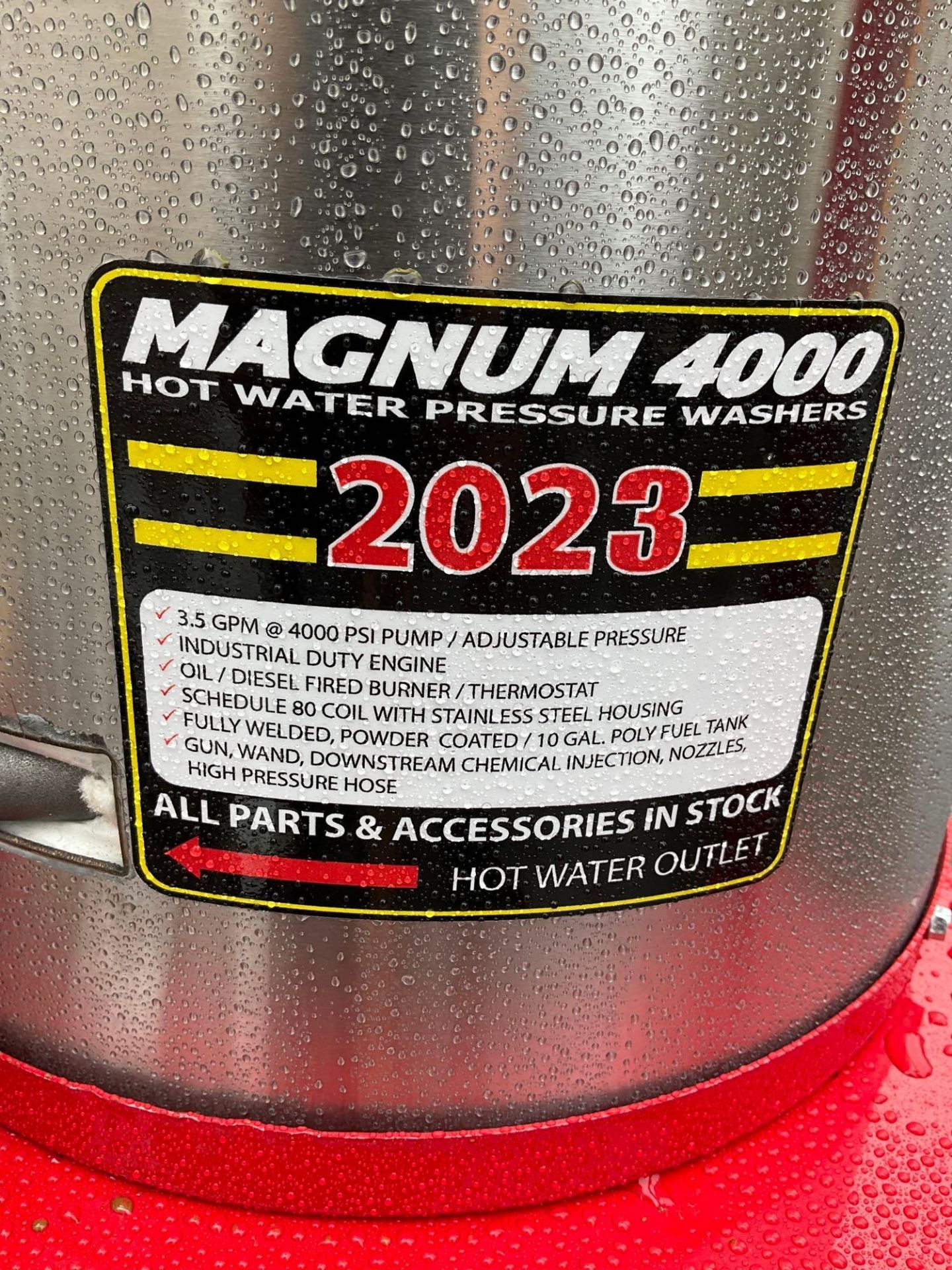 UNUSED 2023 MAGNUM 4000 SERIES GOLD HOT WATER PRESSURE WASHER,DIESEL GAS POWER, ELECTRIC START, A... - Image 9 of 13