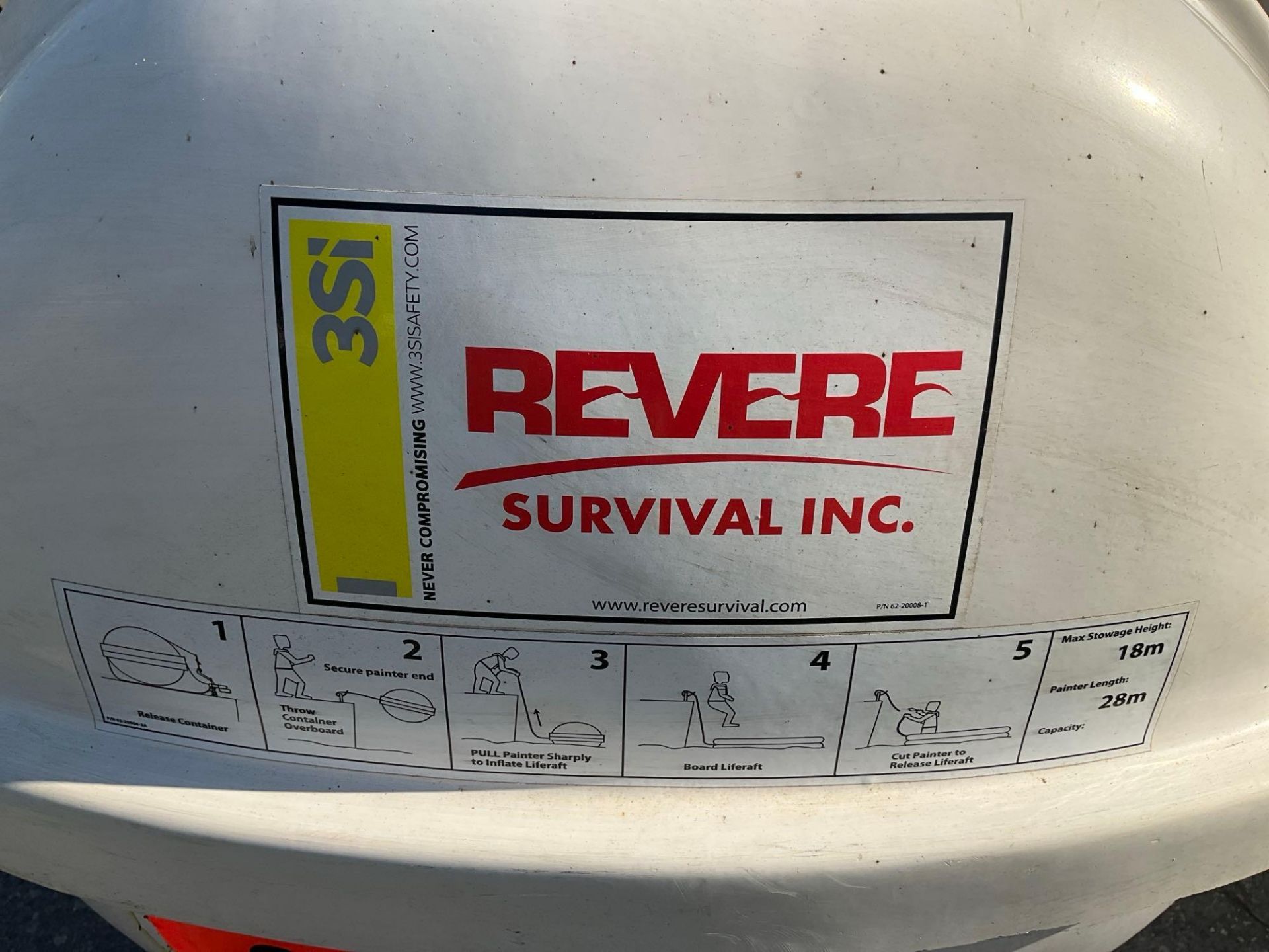 2018 REVERE SURVIVAL 3SI U.S.C.GAPPROVED THROW OVERBOARD LIFERAFT CO2 INFLATABLE MODEL SMLR-A I, ... - Image 9 of 12