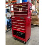 WATERLOO PROTO INDUSTRIAL PARTS CABINET / TOOL BOX ON WHEELS WITH CONTENTS , APPROX 30€ W x 18€ L