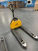 BIG JOE ELECTRIC PALLET JACK WITH EXTRA BATTERY & BATTERY CHARGER, RUNS & OPERATES