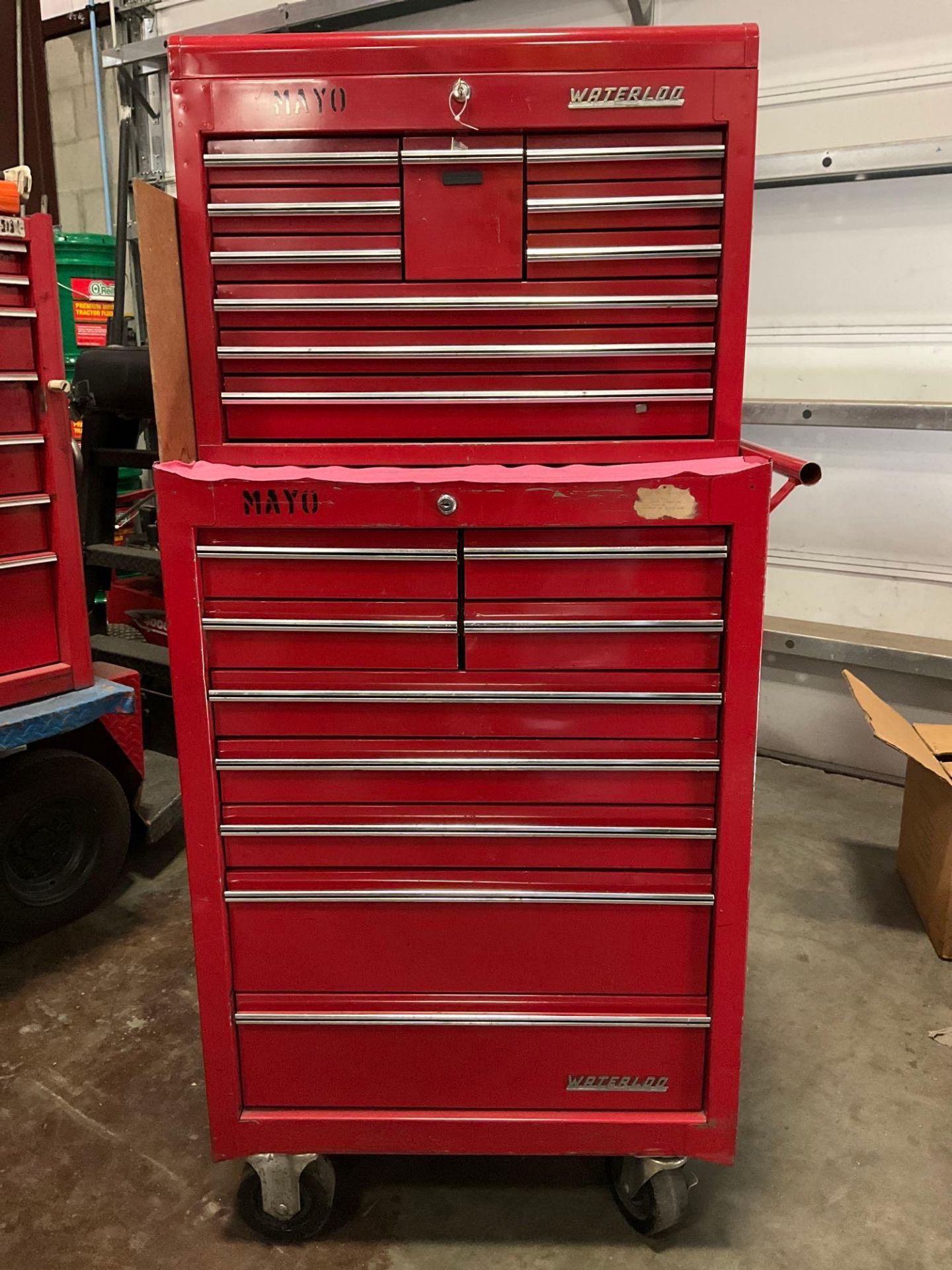 WATERLOO INDUSTRIAL PARTS CABINET / TOOL BOX ON WHEELS WITH CONTENTS , APPROX 30€ W x 18€ L x 6... - Image 2 of 17