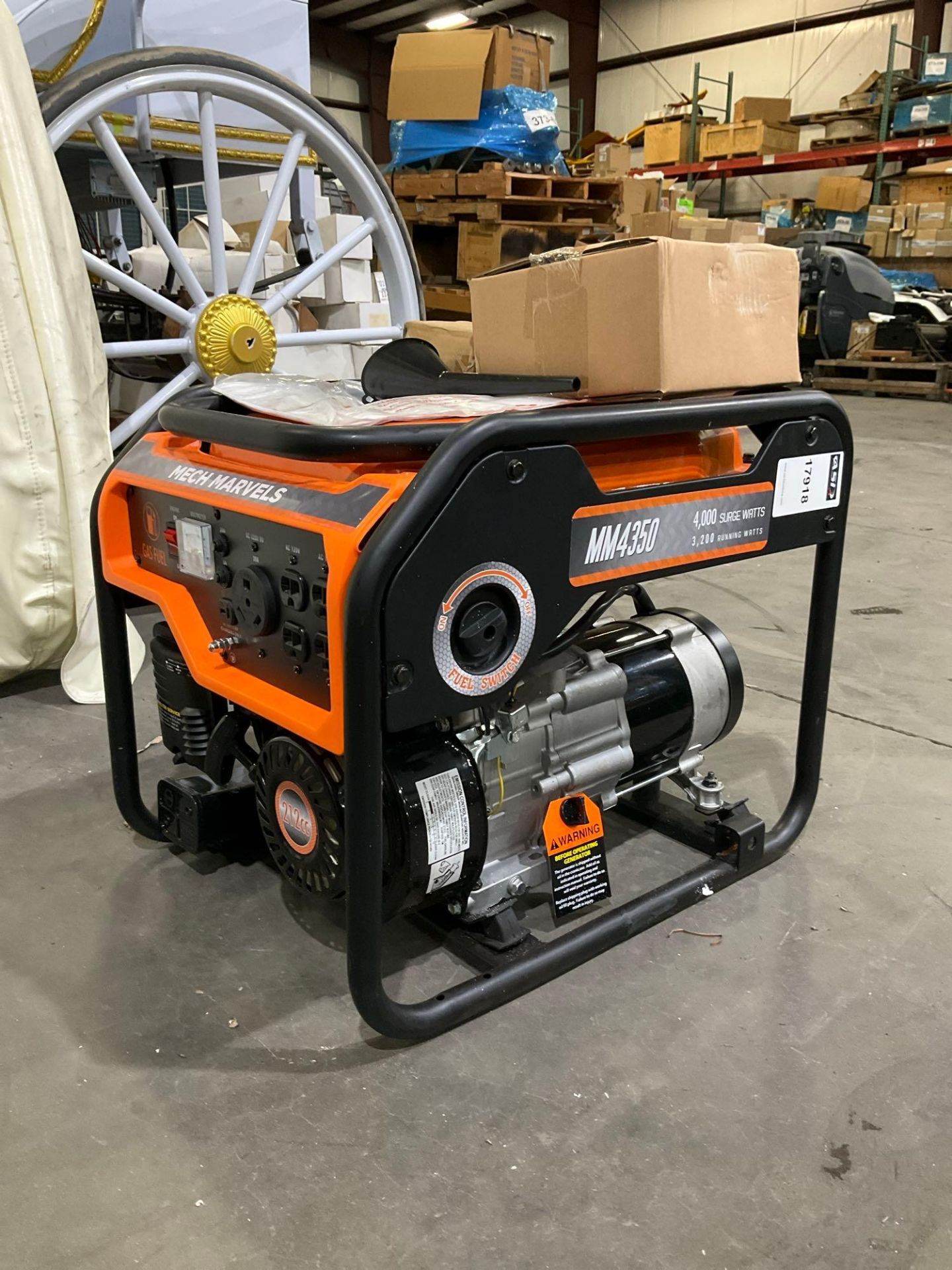 UNUSED MECH MARVELS MM4350 PORTABLE GAS GENERATOR, APPROX 4000 SURGE WATTS