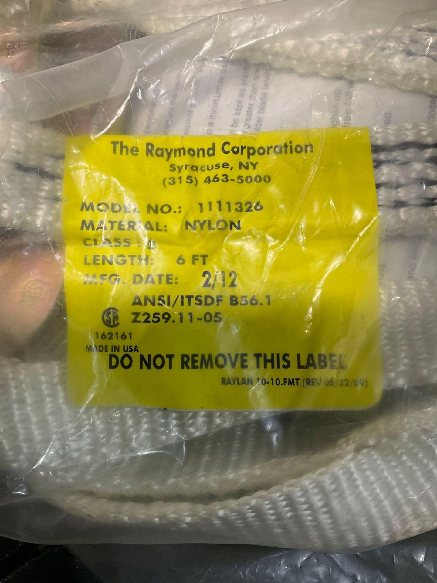 ( 9 ) UNUSED THE RAYMOND CORPORATION RESTRAINT LANYARDS MODEL 1111326, APPROX 6FT , NYLON - Image 3 of 6