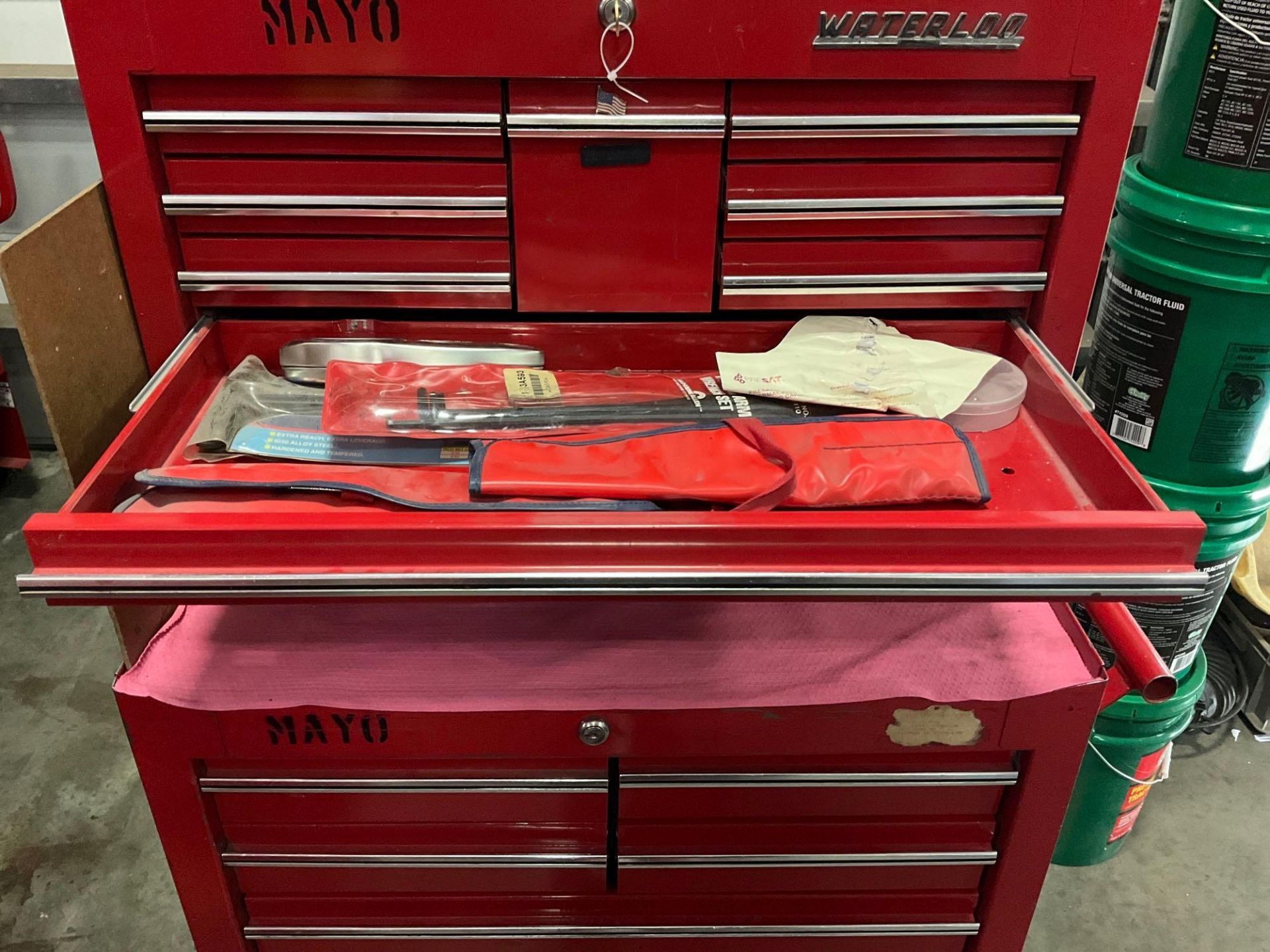 WATERLOO INDUSTRIAL PARTS CABINET / TOOL BOX ON WHEELS WITH CONTENTS , APPROX 30€ W x 18€ L x 6... - Image 8 of 17