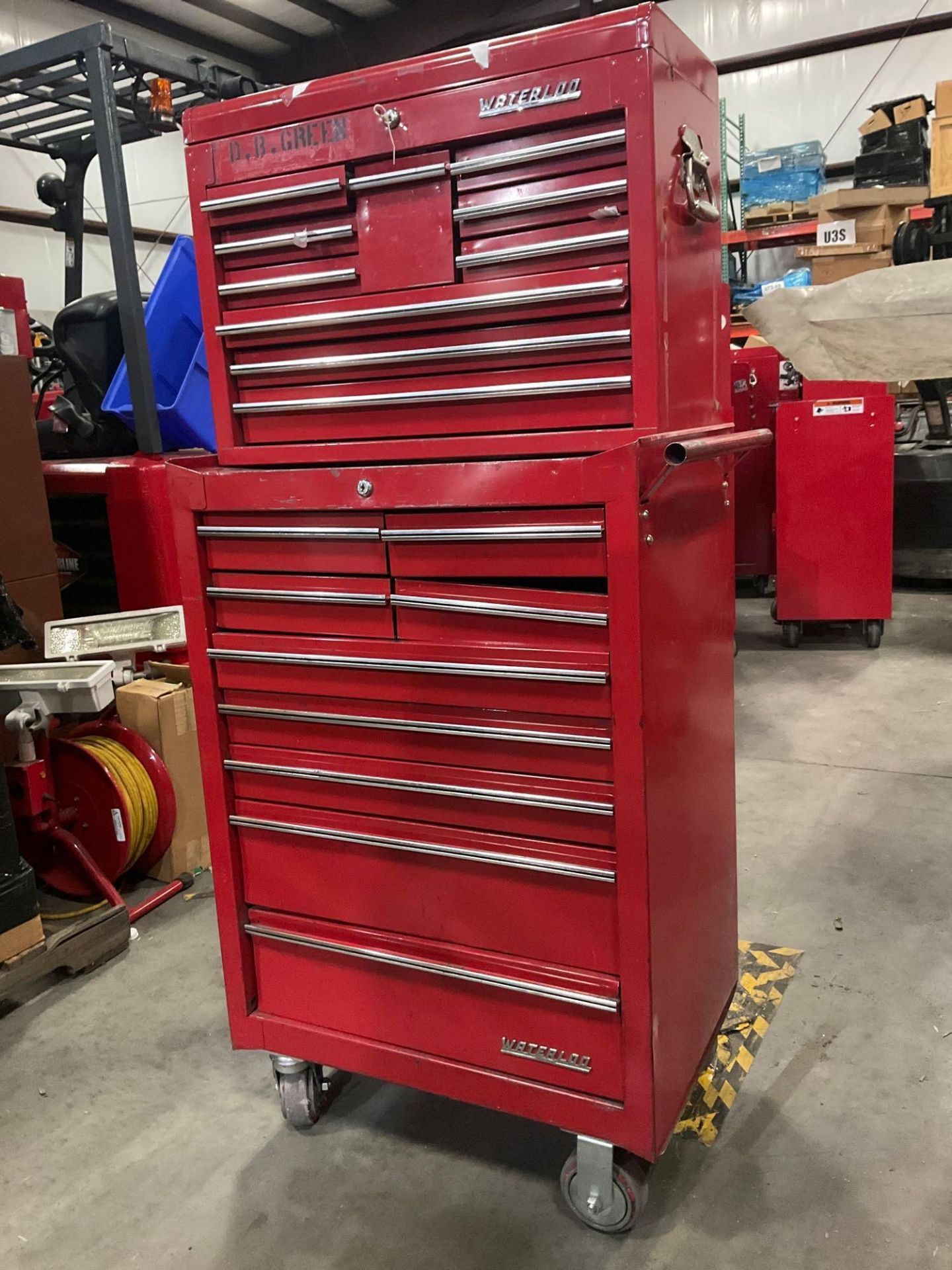 WATERLOO INDUSTRIAL PARTS CABINET / TOOL BOX ON WHEELS WITH CONTENTS , APPROX 30€ W x 18€ L x 5... - Bild 3 aus 10