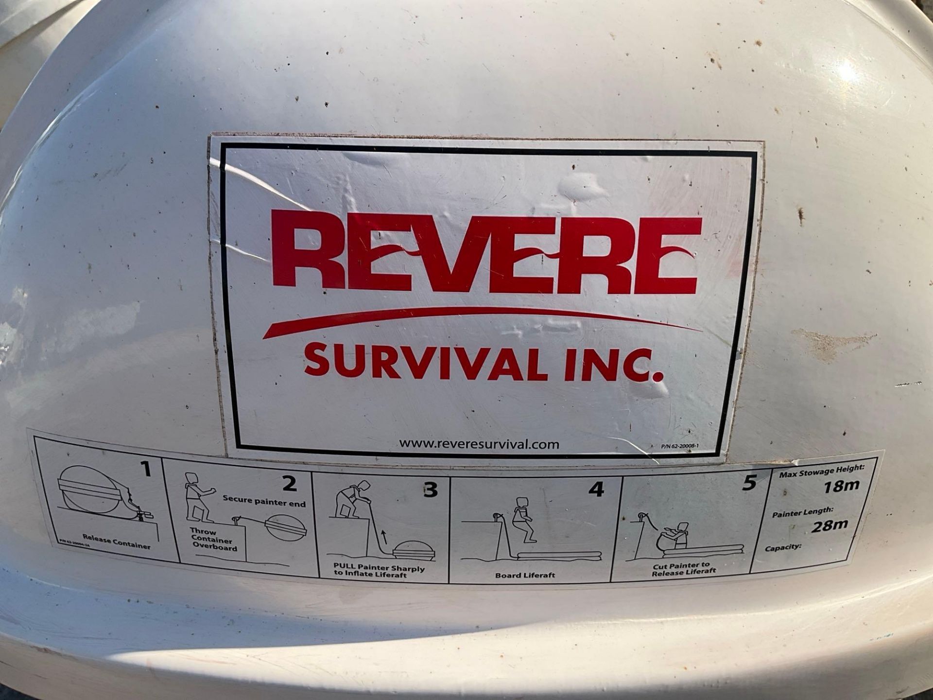 2018 REVERE SURVIVAL 3SI U.S.C.GAPPROVED THROW OVERBOARD LIFERAFT CO2 INFLATABLE MODEL SMLR-A I, ... - Image 9 of 12