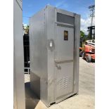 UNUSED STAINLESS STEEL PORTABLE TOILET UNIT, ELECTRIC & PLUMBING HOOK UP WITH EXTERIOR PLUMBING C...