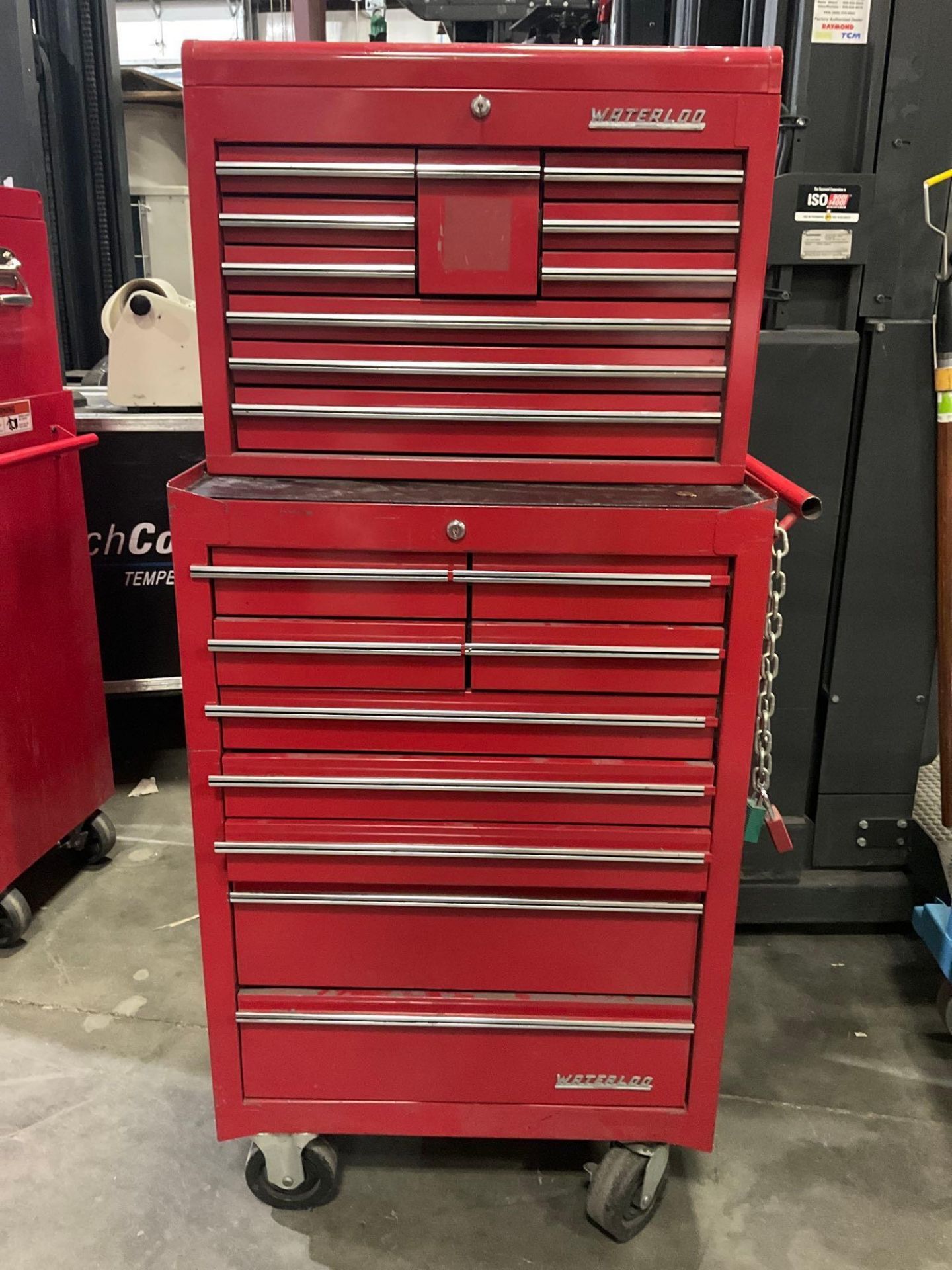 WATERLOO INDUSTRIAL PARTS CABINET / TOOL BOX ON WHEELS WITH CONTENTS , APPROX 30€ W x 18€ L x 6... - Image 2 of 8