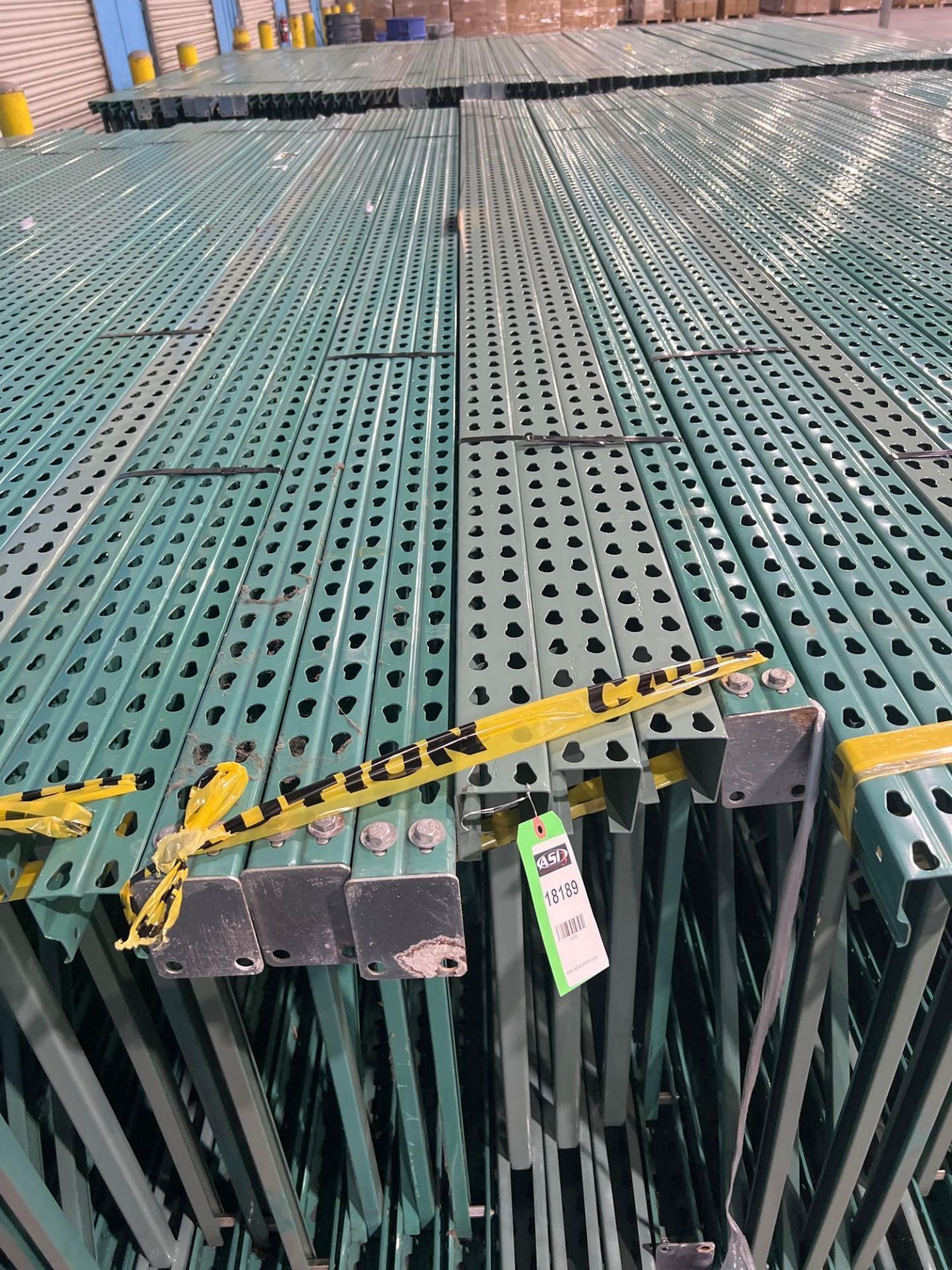 QTY) 7 PALLET RACK UP RIGHTS, 16'