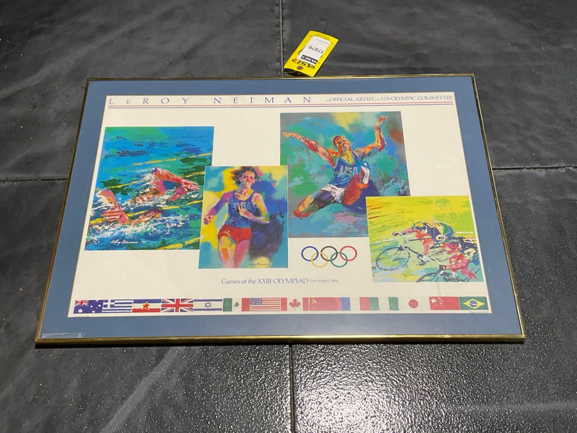 LEROY NEIMAN GAMES OF THE XXIII OLYMPIAD LOS ANGELES 1984 IN FRAME, APPROXIMATELY 37€ L X 27€ W