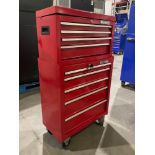 PROTO INDUSTRIAL PARTS CABINET / TOOL BOX ON WHEELS WITH CONTENTS , APPROX 30€ W x 18€ L x 47€ T