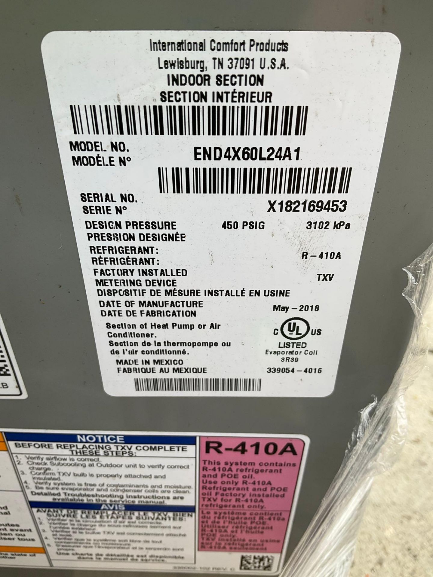 ( 1 ) RHEEM RH1P6024STANJA AIR HANDLING & ( 1 ) INTERNATIONAL COMFORT END4X60L24A1 - Bild 12 aus 12