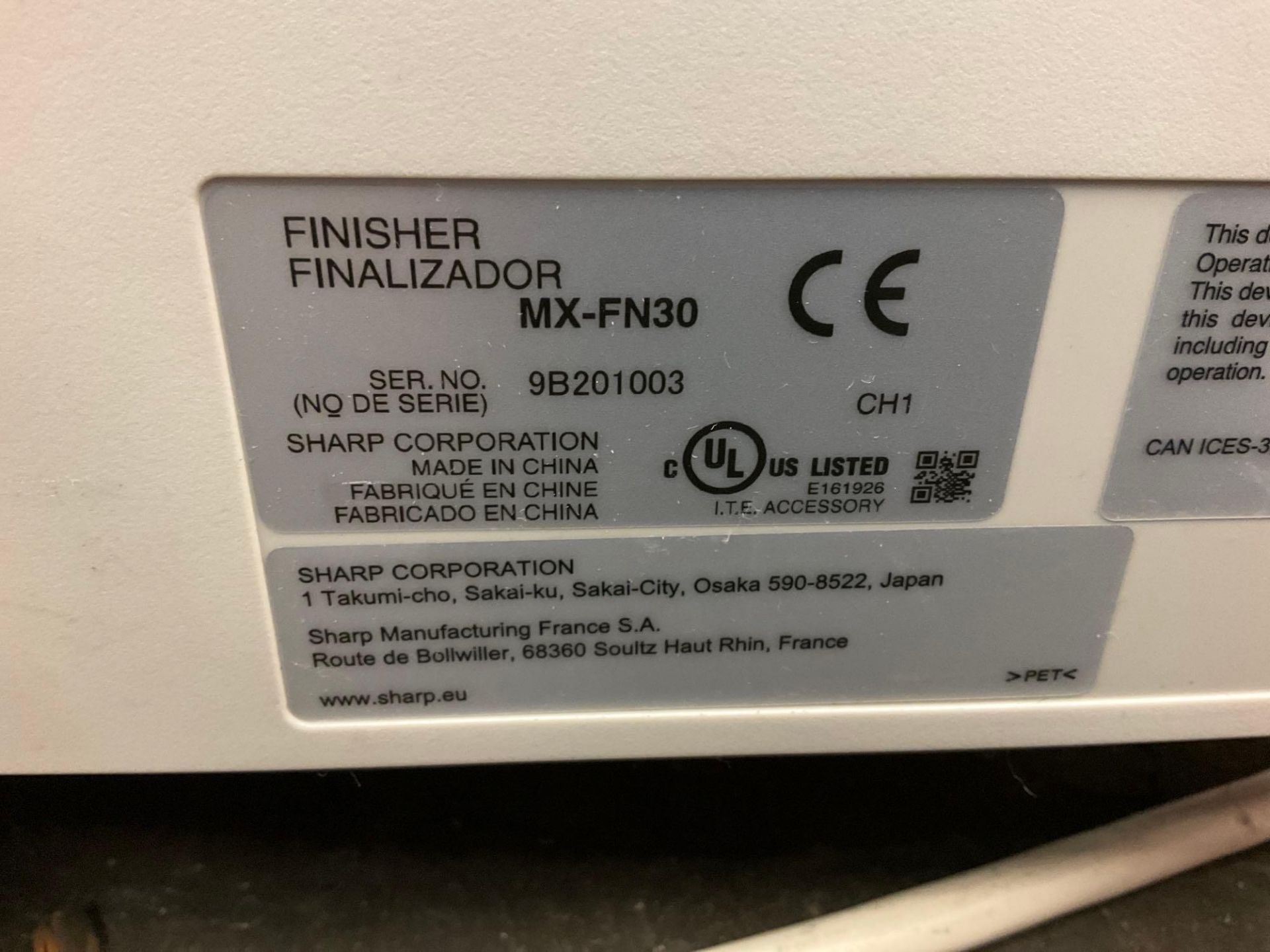 SHARP CORPORATION DIGITAL MULTIFUNCTIONAL MX-M5070, POWERS ON - Image 8 of 8