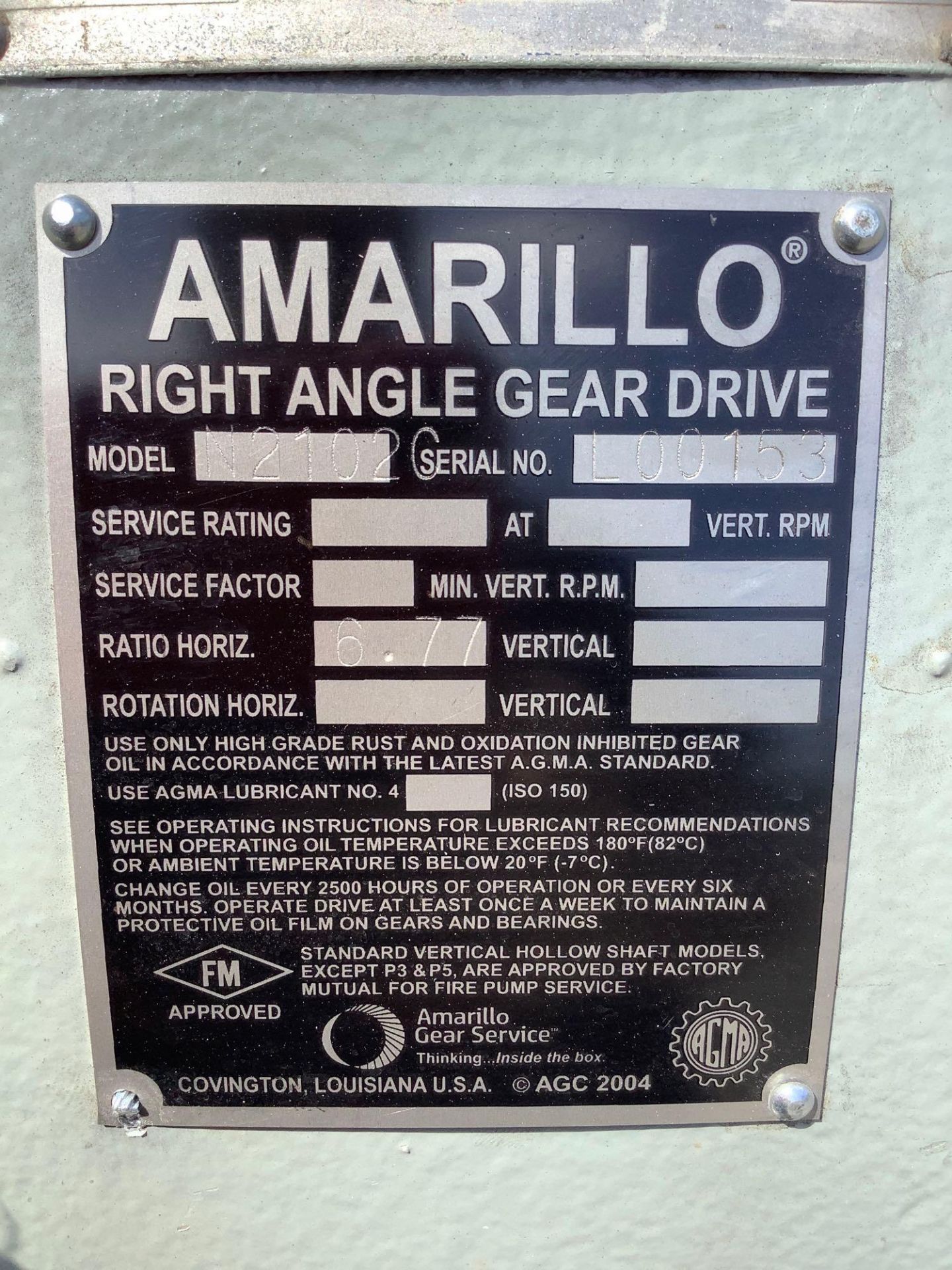 AMARILLO RIGHT ANGLE GEAR DRIVE MODEL N2102C - Image 8 of 8