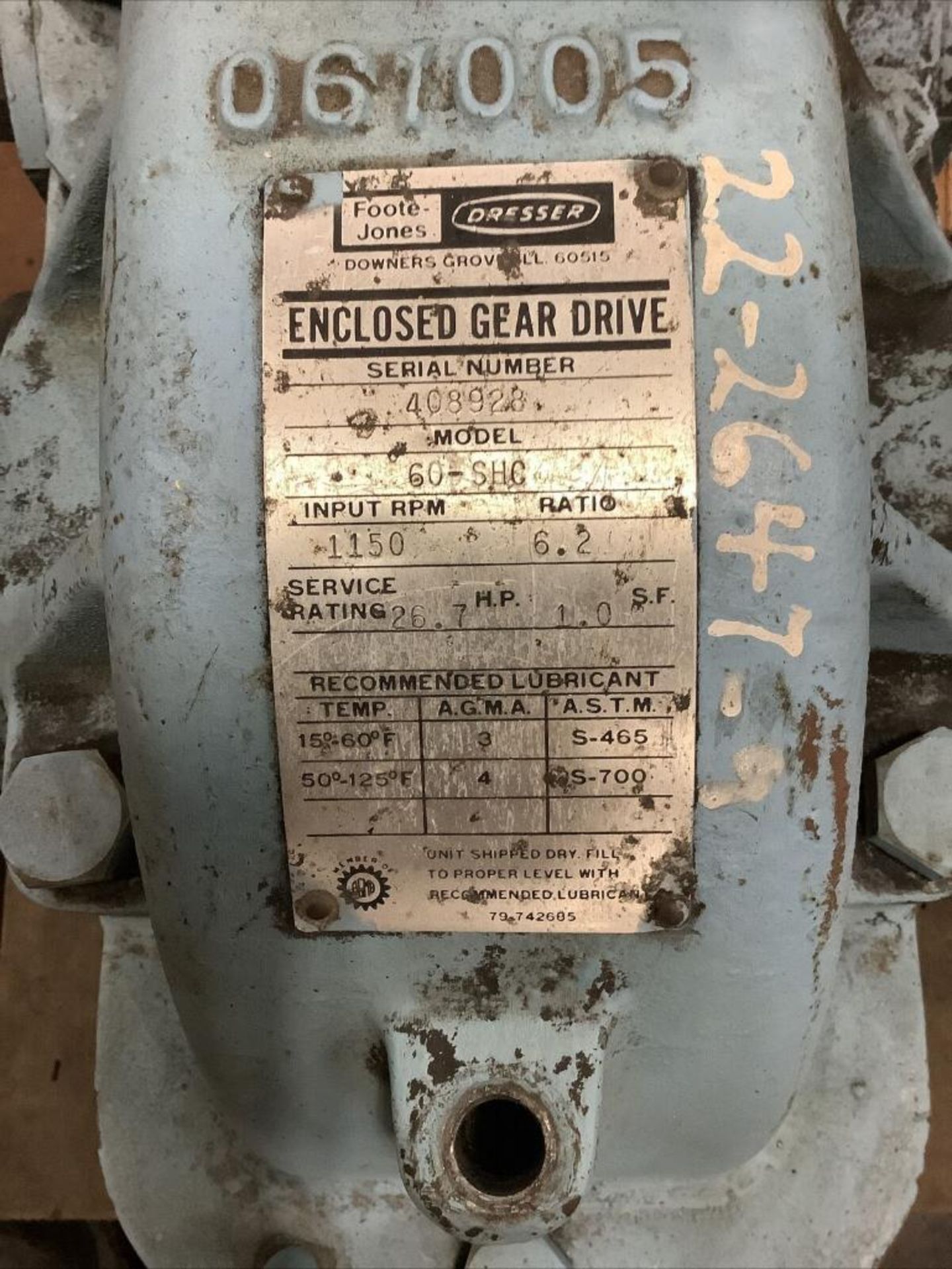 DRESSER 60-SHC GEARBOX 1150RPM 6.2 RATIO SERVICE RATING 26.7HP 1.0SF LOT OF 2 - Image 7 of 7
