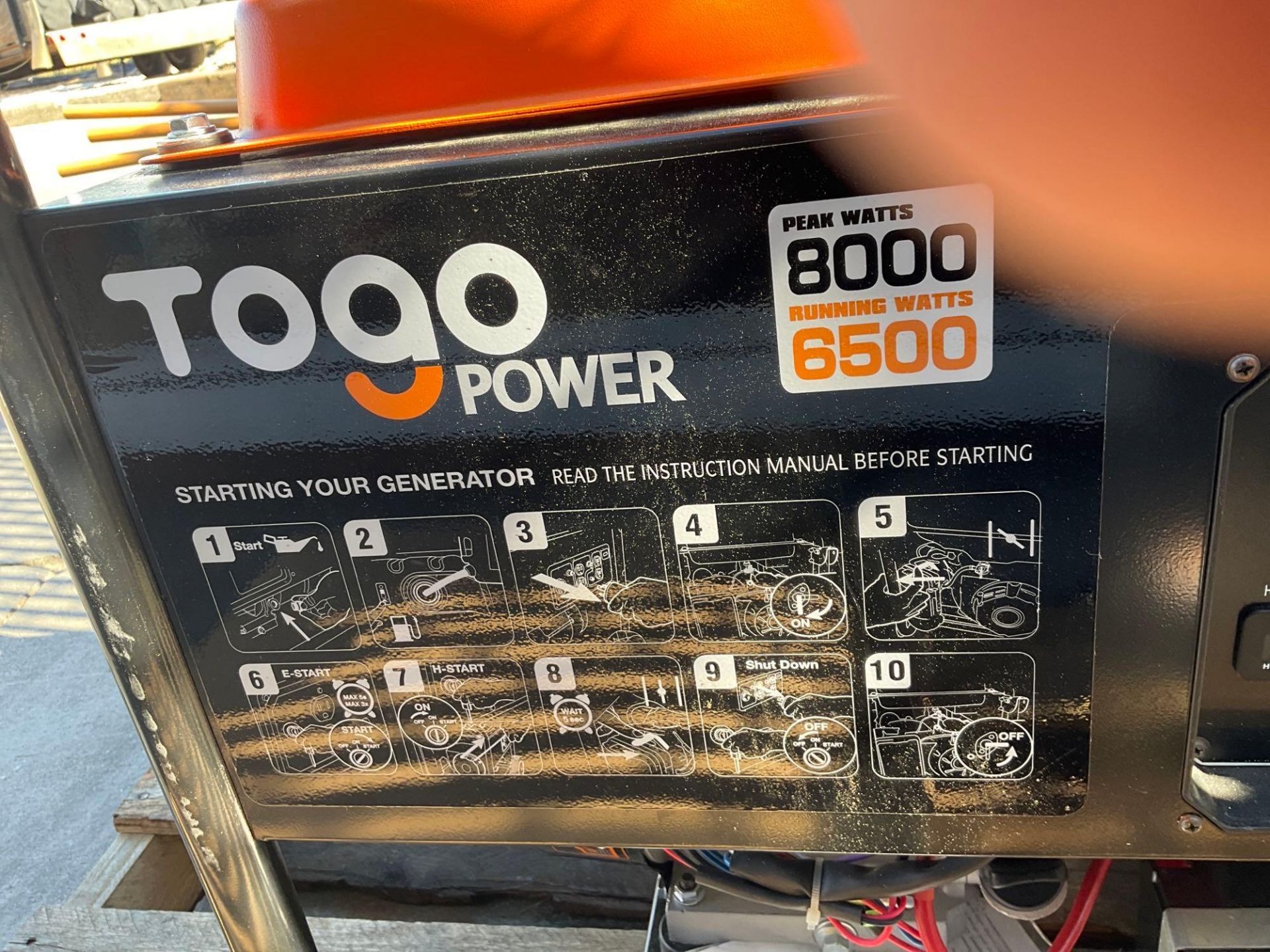 UNUSED TOGO POWER GAS GENERATOR MODEL GG8000; 4-STROKE, 8000 PEAK WATTS, 6500 RUNNING WATTS - Image 6 of 7