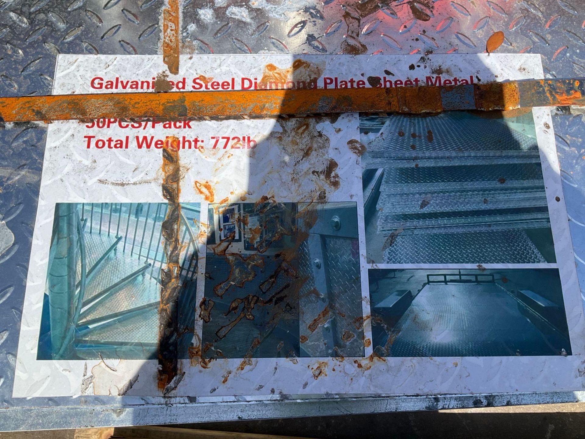 UNUSED GALVANIZED STEEL DIAMOND PLATE SHEET METAL , APPROX 39.4" X 94.5", APPROX 50PCS PACK