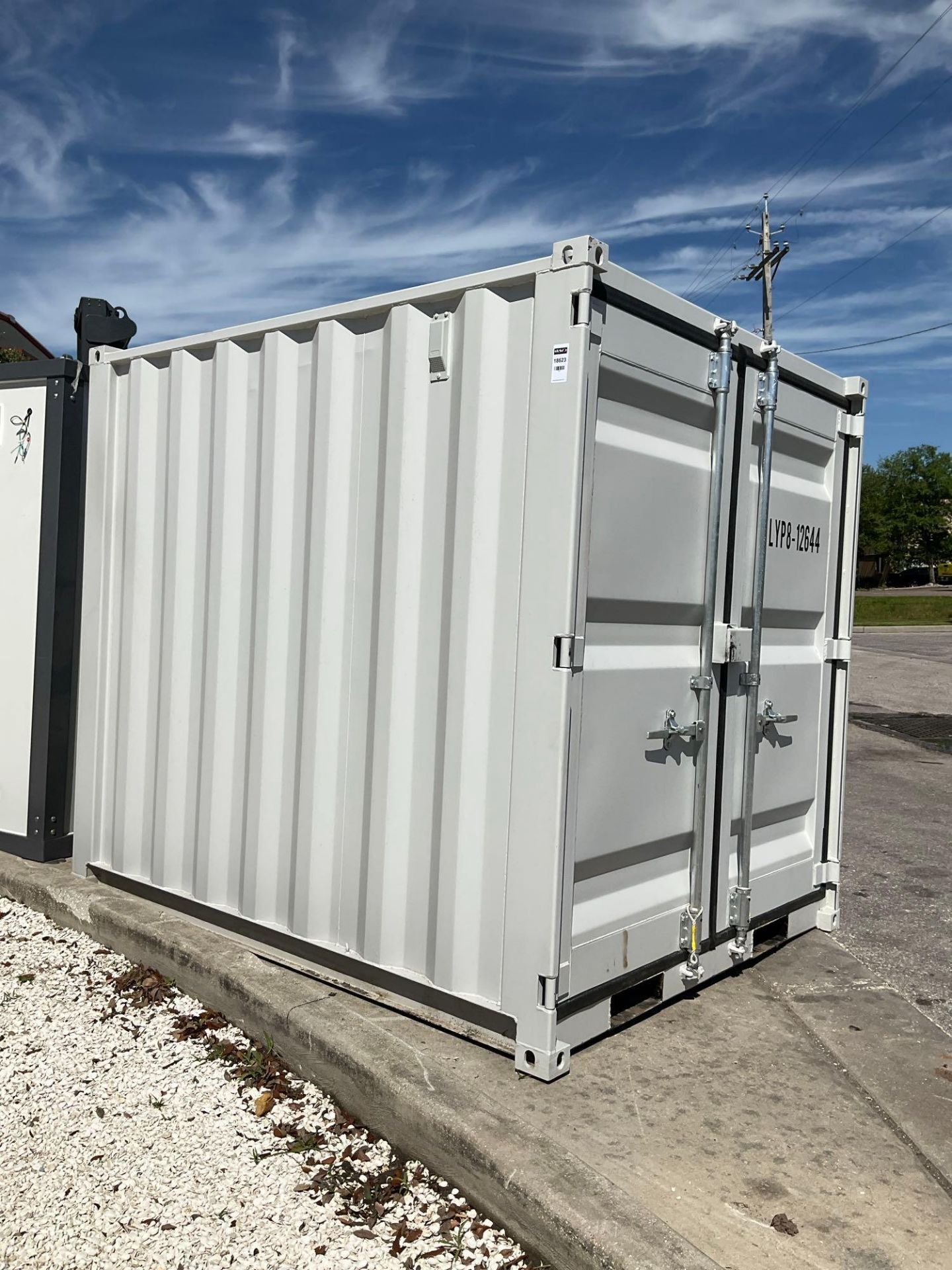 8' OFFICE / STORAGE CONTAINER, FORK POCKETS WITH SIDE DOOR ENTRANCE & SIDE WINDOW, APPROX 86'' TALL - Image 4 of 7