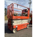 2018 SNORKEL SCISSOR LIFT MODEL S4726E ANSI, ELECTRIC, APPROX MAX PLATFORM HEIGHT 26FT, BUILT IN