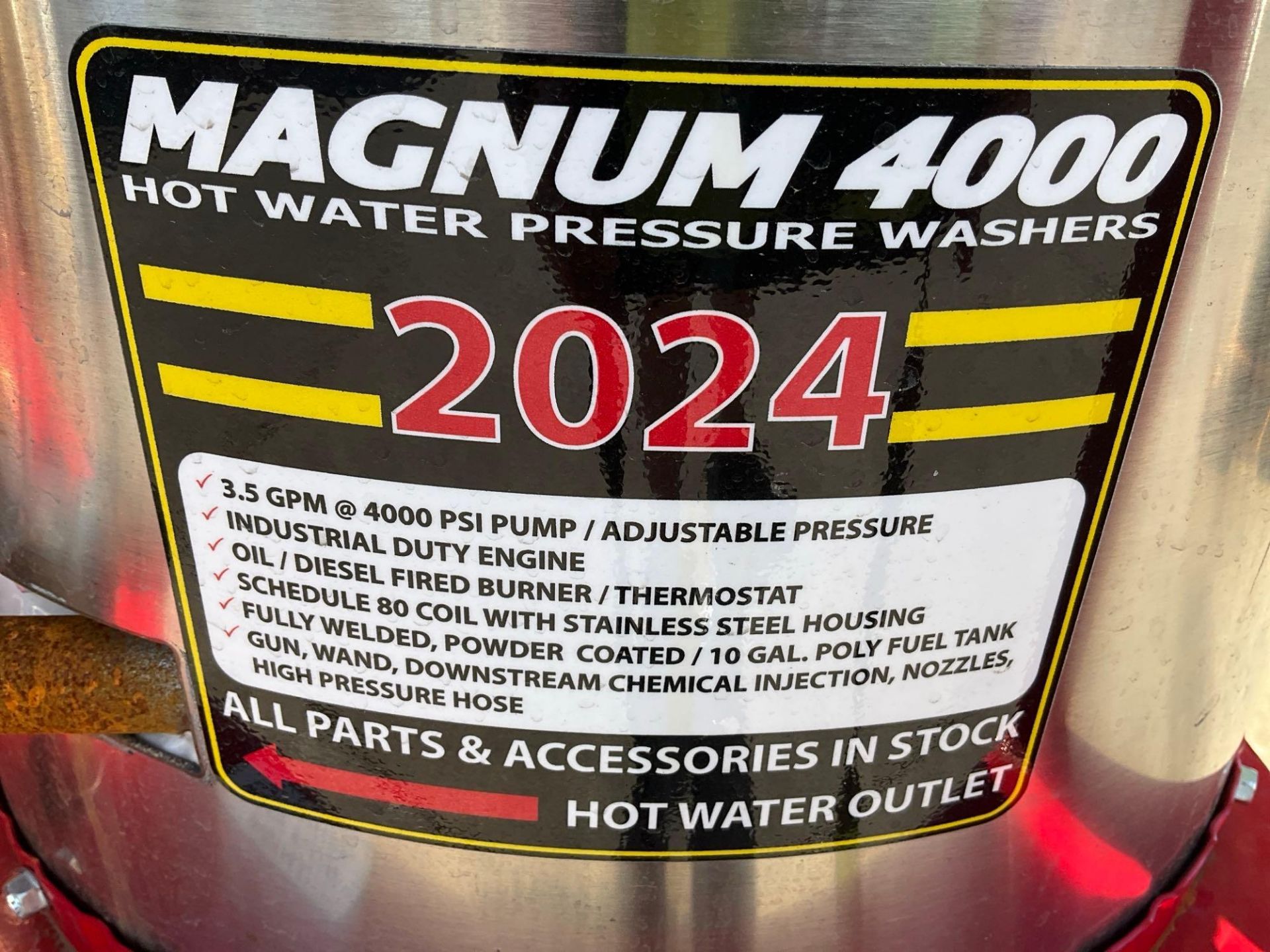 UNUSED 2024 MAGNUM 4000 SERIES GOLD HOT WATER PRESSURE WASHER,DIESEL GAS POWER, ELECTRIC START, - Bild 12 aus 14