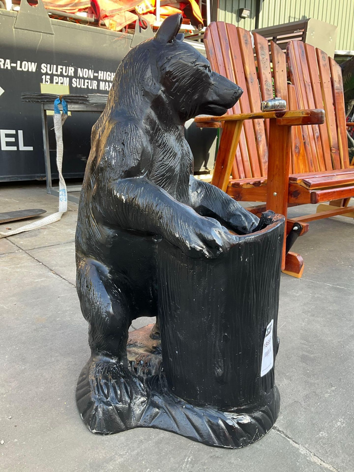 ALUMINIUM SMALL BEAR WITH TREE STUMP STATUE, APPROX 31" T - Image 3 of 7