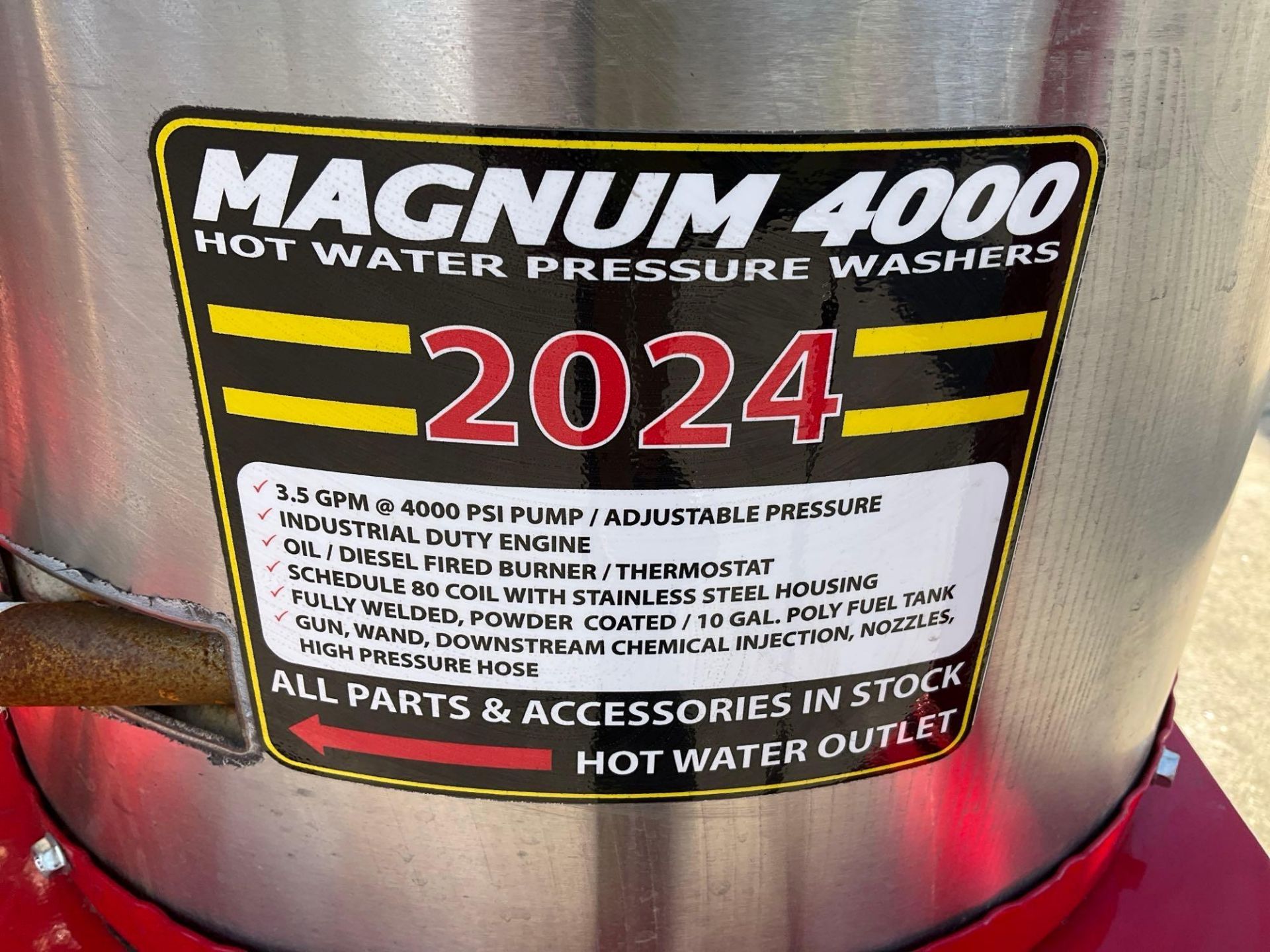 UNUSED 2024 MAGNUM 4000 SERIES GOLD HOT WATER PRESSURE WASHER,DIESEL GAS POWER, ELECTRIC START, - Image 12 of 14