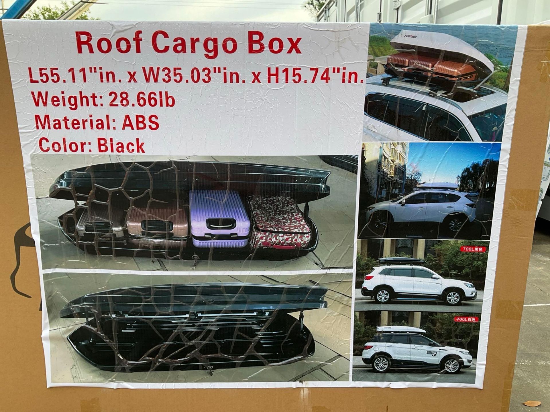 UNUSED ROOF CARGO BOX, APPROX 55.11" L x 35.03" W X 15.74" T, APPROX 1 IN BOX - Image 6 of 6