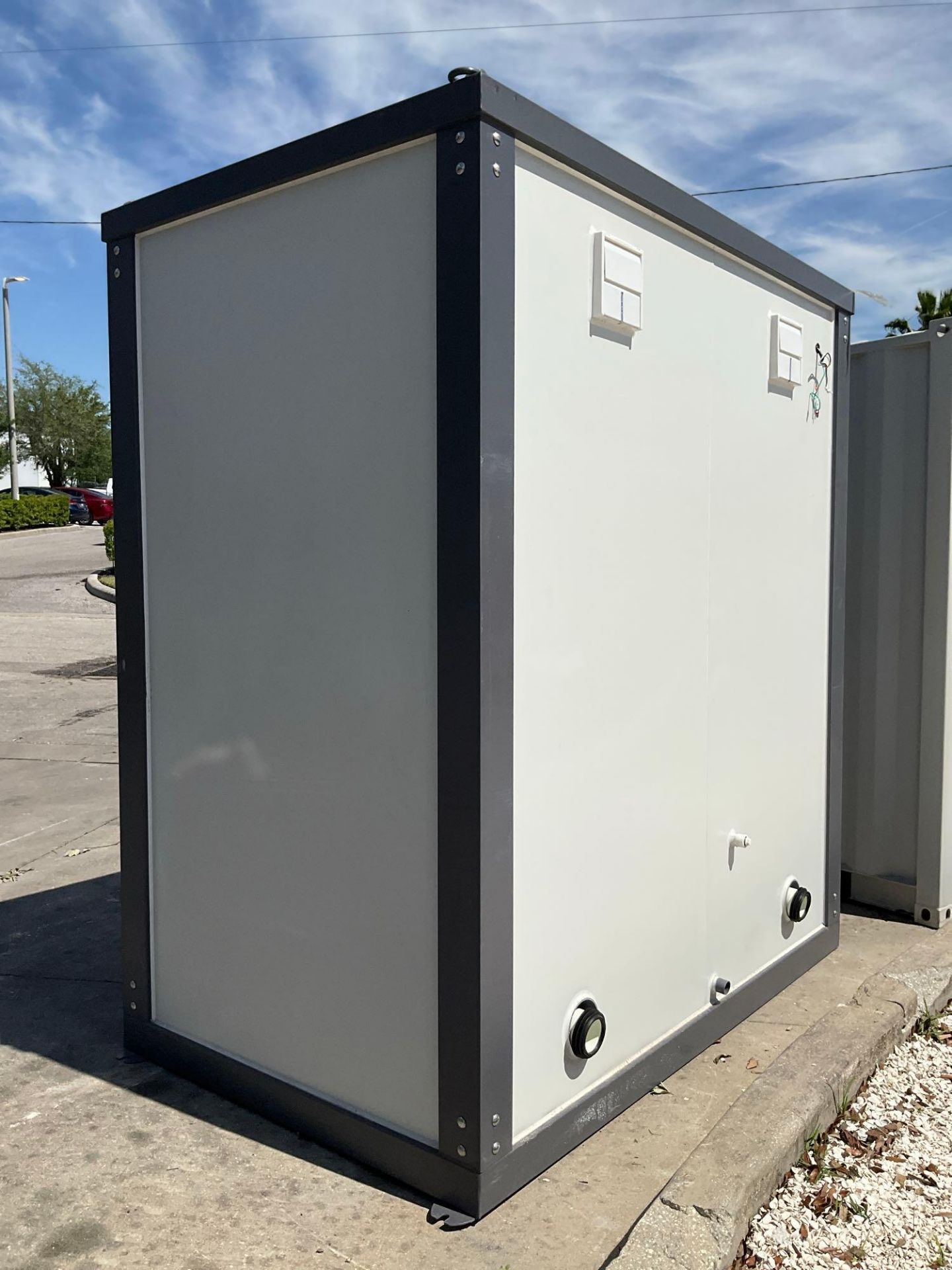 UNUSED PORTABLE DOUBLE BATHROOM UNIT, 2 STALLS, ELECTRIC & PLUMBING HOOK UP WITH EXTERIOR PLUMBIN... - Image 6 of 11