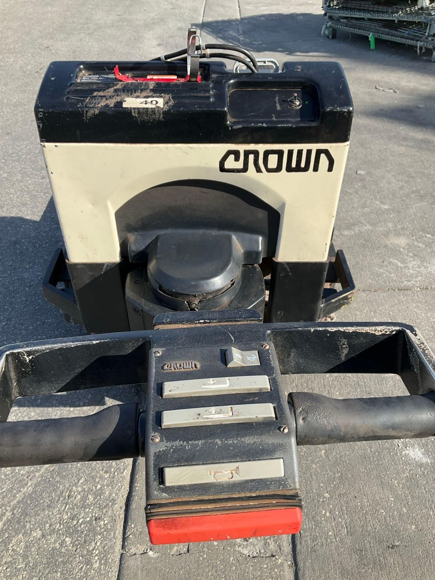 CROWN PALLET JACK MODEL 40GPW-4-14, ELECTRIC , APPROX MAX CAPACITY 4000LBS, BUILT IN BATTERY - Image 9 of 11