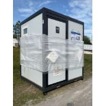 UNUSED PORTABLE BATHROOM WITH SHOWER, SINK, MIRROR, TOILET, TOILET PAPER HOLDER, LIGHTS, VENTILAT...