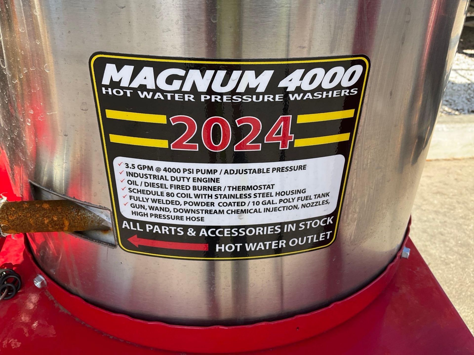 UNUSED 2024 MAGNUM 4000 SERIES GOLD HOT WATER PRESSURE WASHER,DIESEL GAS POWER, ELECTRIC START, - Image 12 of 14