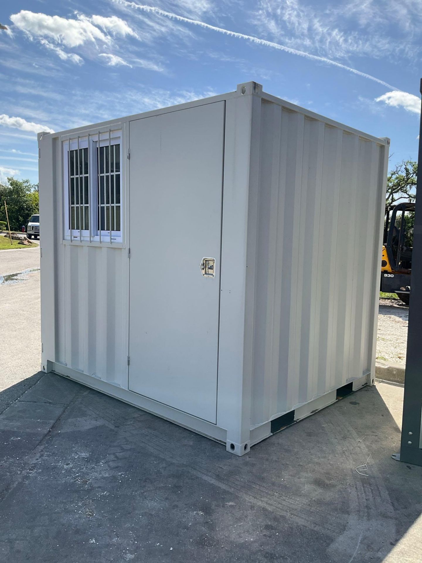 8' OFFICE / STORAGE CONTAINER, FORK POCKETS WITH SIDE DOOR ENTRANCE & SIDE WINDOW, APPROX 86'' TALL - Image 2 of 7