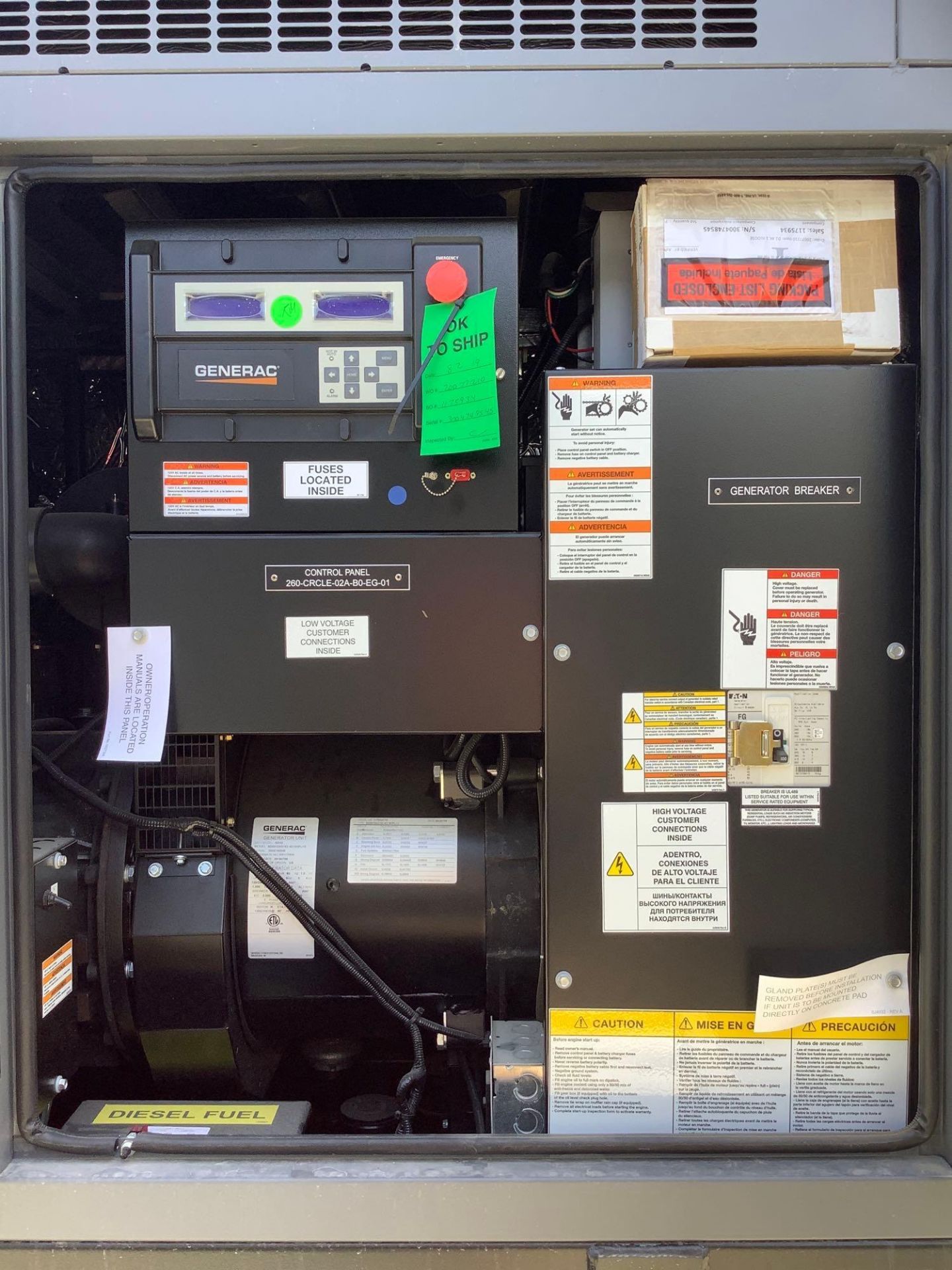 UNUSED GENERAC 10 KW DIESEL GENERATOR MODEL SD010, BACK-UP UNIT/NEVER BEEN USED, APPROX 60HZ, PHASE - Image 11 of 21