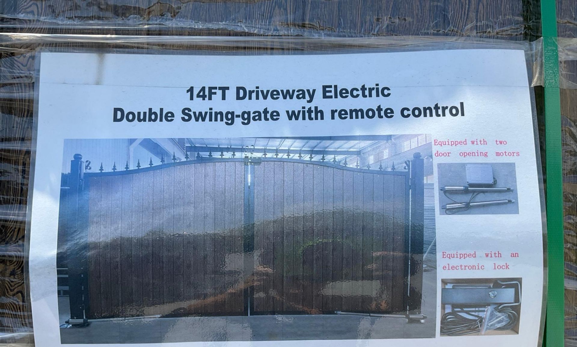 UNUSED 14FT DRIVEWAY ELECTRIC DOUBLE SWING GATE, 2 PIECES PER SET, REMOTE CONTROL INCLUDED ( PLEASE - Image 6 of 6